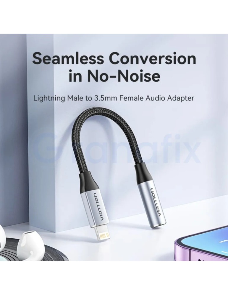 Adaptador Audio Vention Jack 3.5 Hembra - Lightning Macho