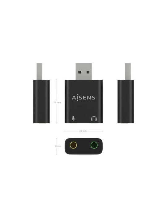 Tarjeta de Sonido Aisens USB Macho - 2x Jack 3.5 Hembra