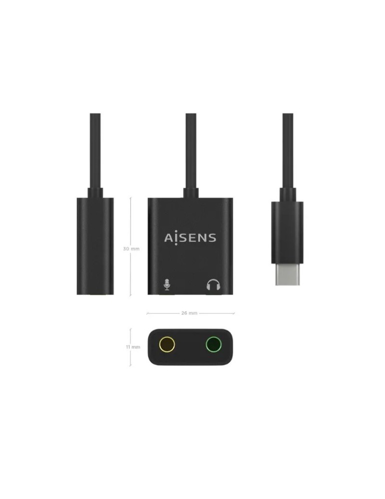 Tarjeta de Sonido Aisens USB-C Macho - 2xJack 3.5 Hembra