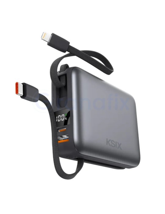 Ksix Powerbank 20000mAh PD 22.5W Cable USB-C con Pantalla Led Gris