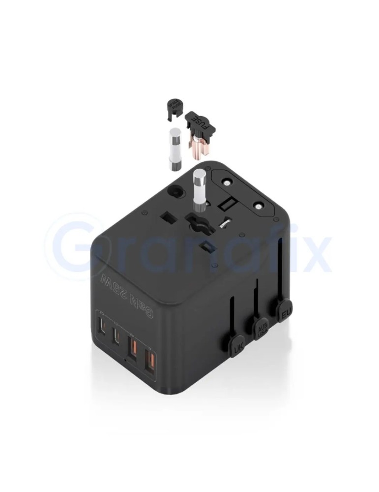 Aisens adaptador de corriente universal viaje QC3.0 25W Negro
