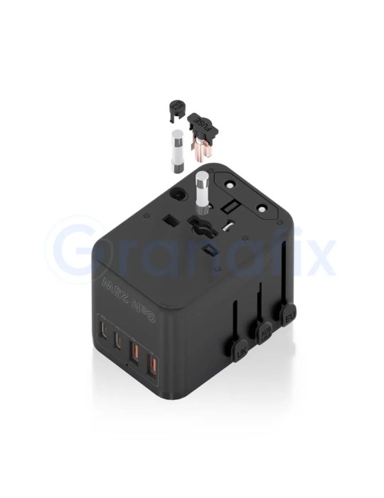 Aisens adaptador de corriente universal viaje QC3.0 25W Negro