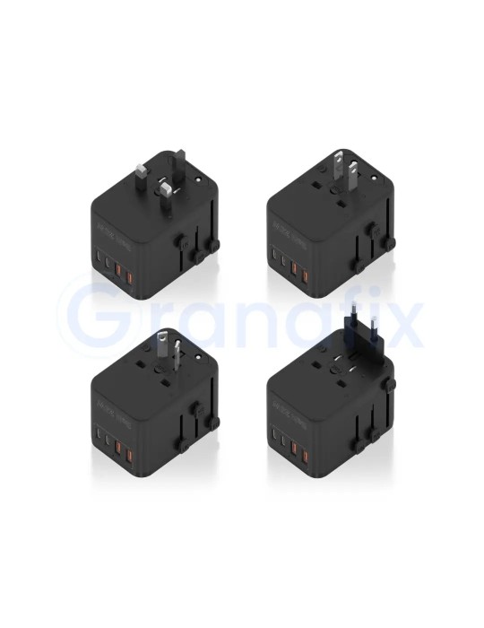 Aisens adaptador de corriente universal viaje QC3.0 25W Negro