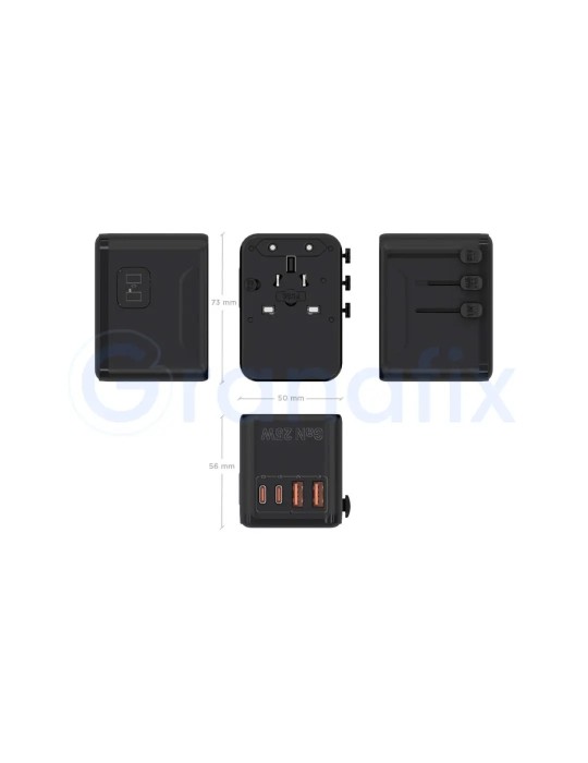 Aisens adaptador de corriente universal viaje QC3.0 25W Negro