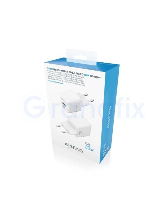 Cargador Gan Aisens Tipo-C - USB 20W