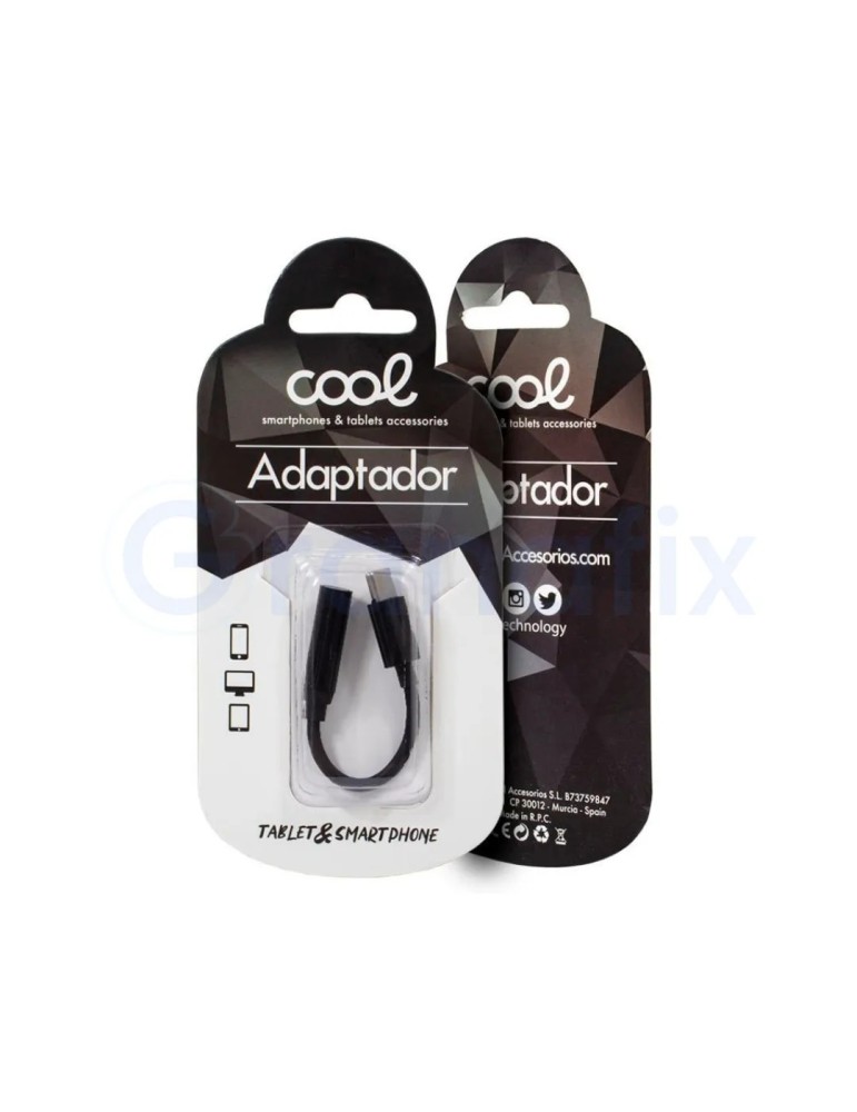 Adaptador Conector Tipo C a Jack 3,5 mm COOL Negro