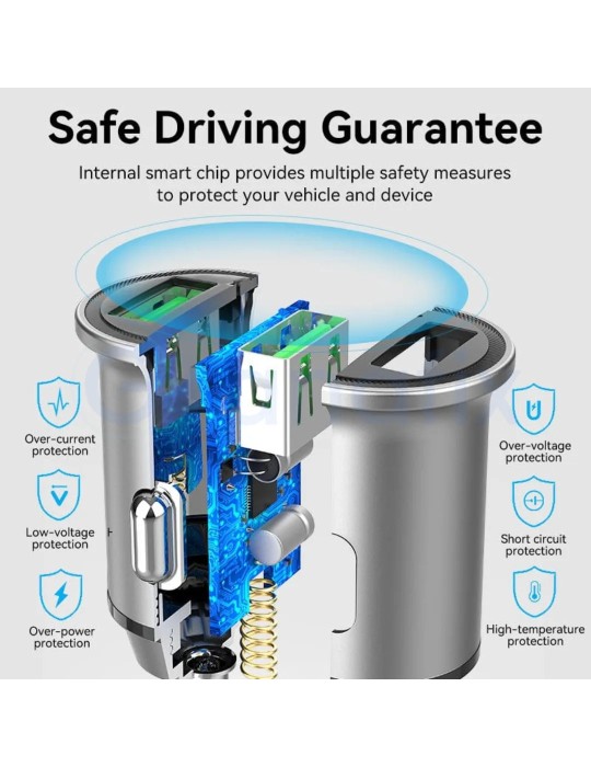 Cargador de coche mini Vention 2xUSB 18W