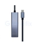 Hub USB Tipo-C Aisens 3xUSB 3.0 1xRJ45 Gris