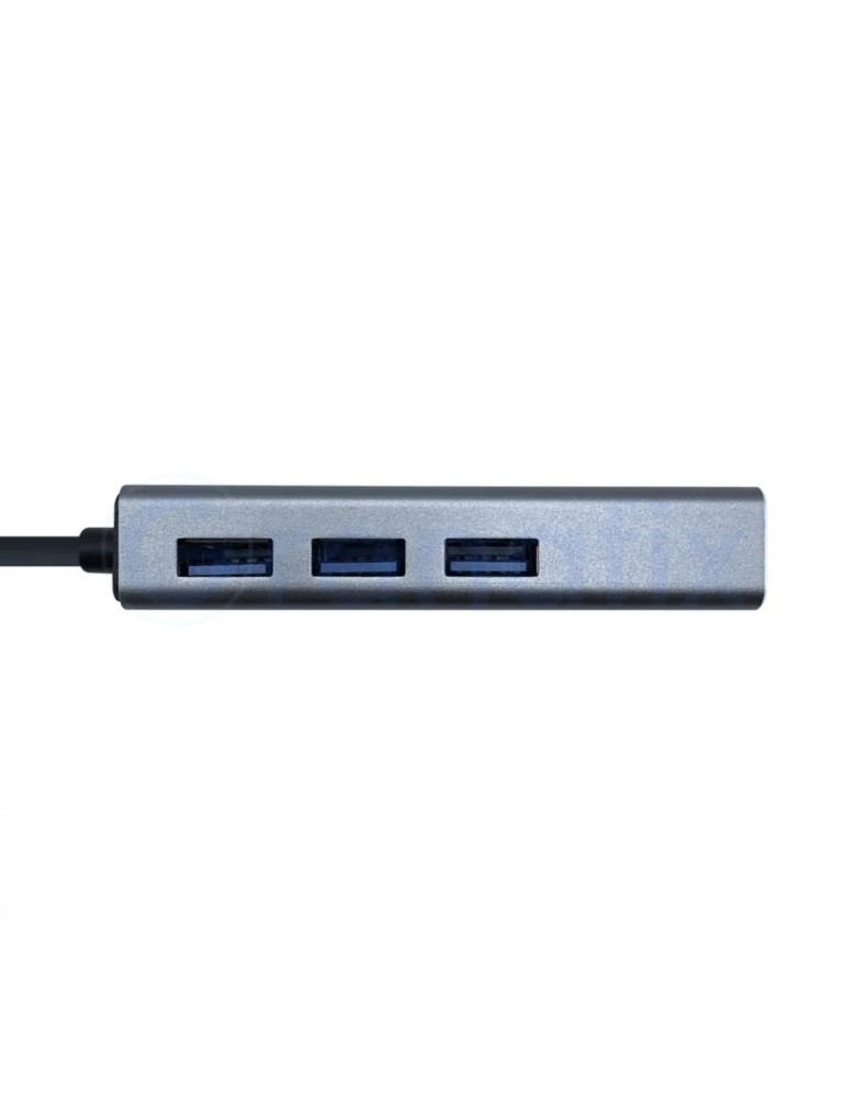 Hub USB Tipo-C Aisens 3xUSB 3.0 1xRJ45 Gris