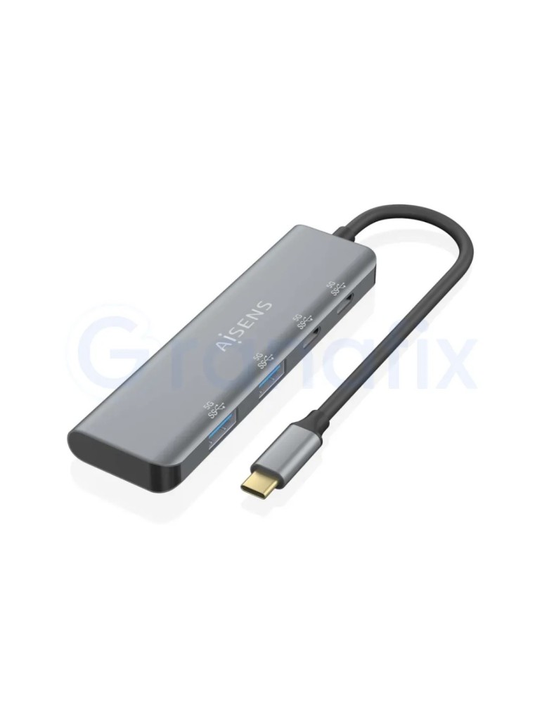 Hub USB Tipo-C Aisens 2xUSB-C 2xUSB-A Gris
