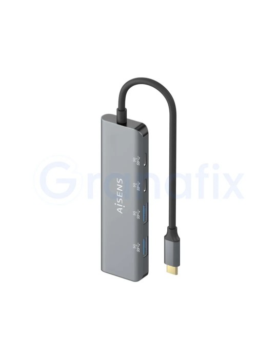 Hub USB Tipo-C Aisens 2xUSB-C 2xUSB-A Gris