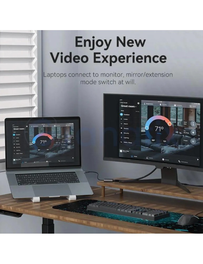 Adaptador Vention USB-C / USB-A Macho a HDMI Negro