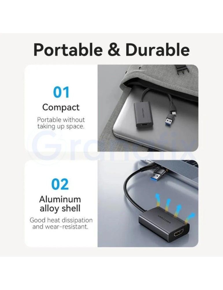 Adaptador Vention USB-C / USB-A Macho a HDMI Negro