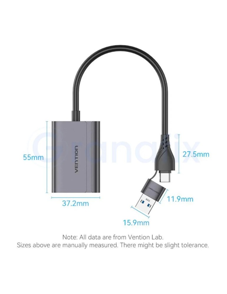 Adaptador Vention USB-C / USB-A Macho a HDMI Negro