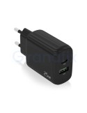 Cargador de Pared Negro Aisens Tipo C / USB A 25W