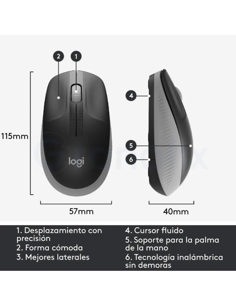 Ratón Logitech M190 Inalámbrico Gris marengo