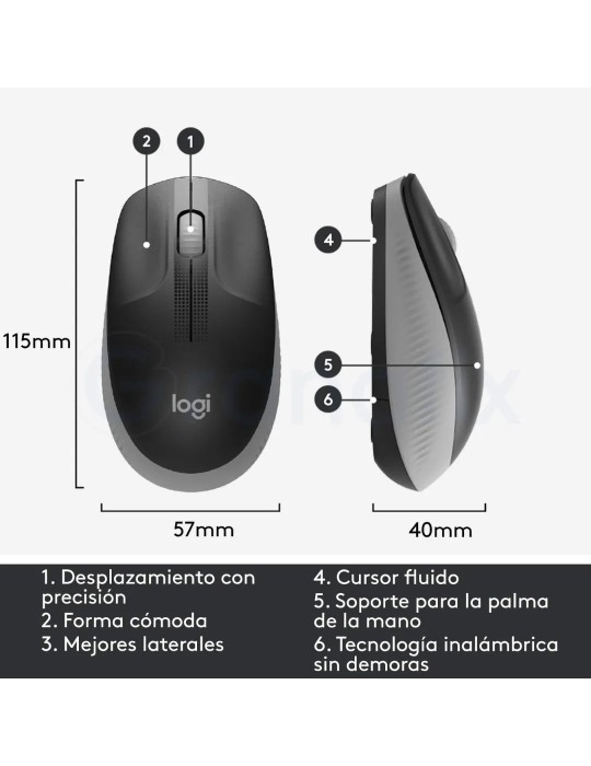 Ratón Logitech M190 Inalámbrico Gris marengo