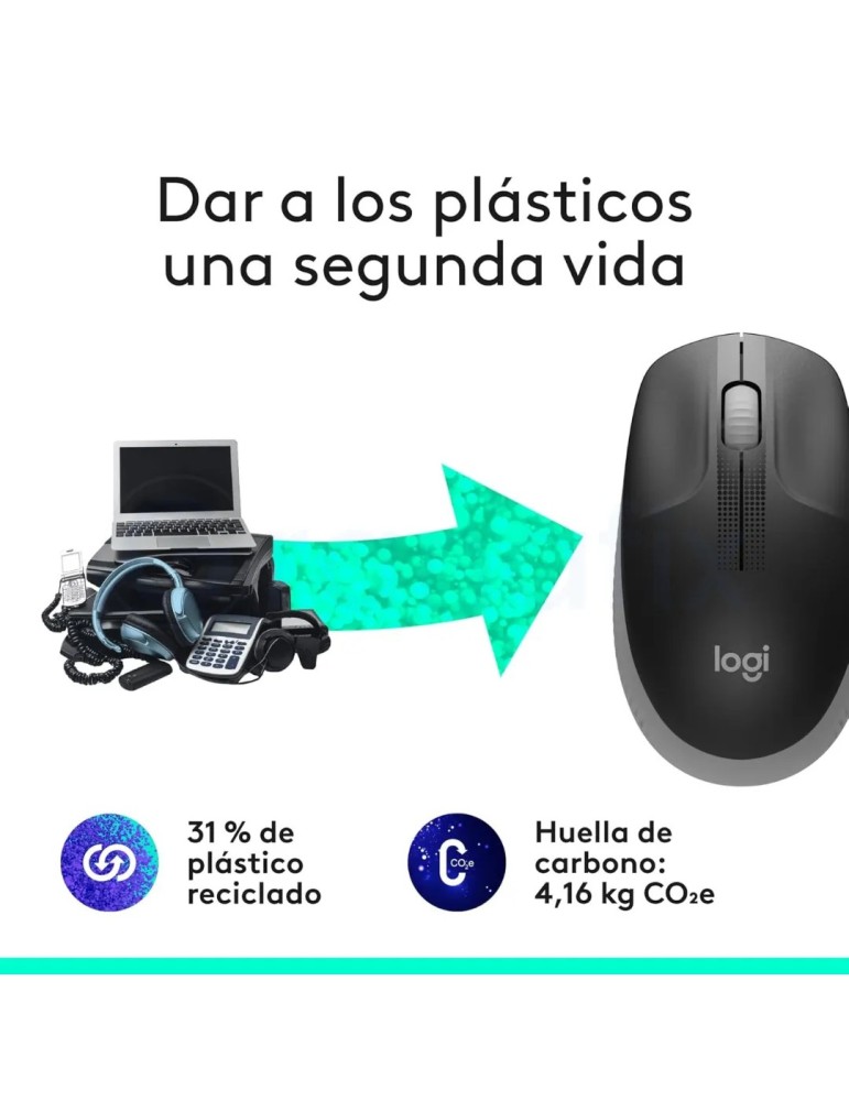 Ratón Logitech M190 Inalámbrico Gris marengo