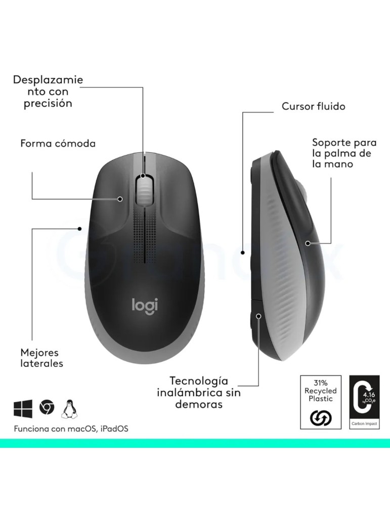 Ratón Logitech M190 Inalámbrico Gris marengo