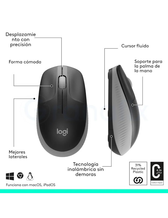 Ratón Logitech M190 Inalámbrico Gris marengo